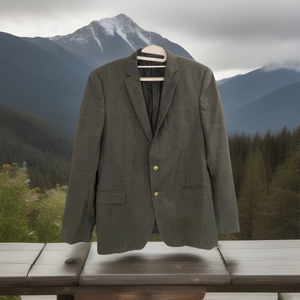 Versace Collection Blazer Sport Coat Mens EU 52 US‎ 42 Gray Wool Gold Buttons